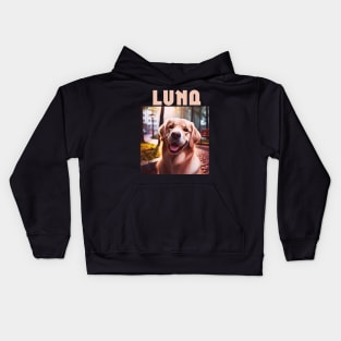 LUNA, bootleg,  golden retriever puppy design for dog lovers Kids Hoodie